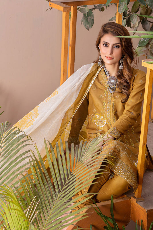 Mustard | Lawn - Embroidered