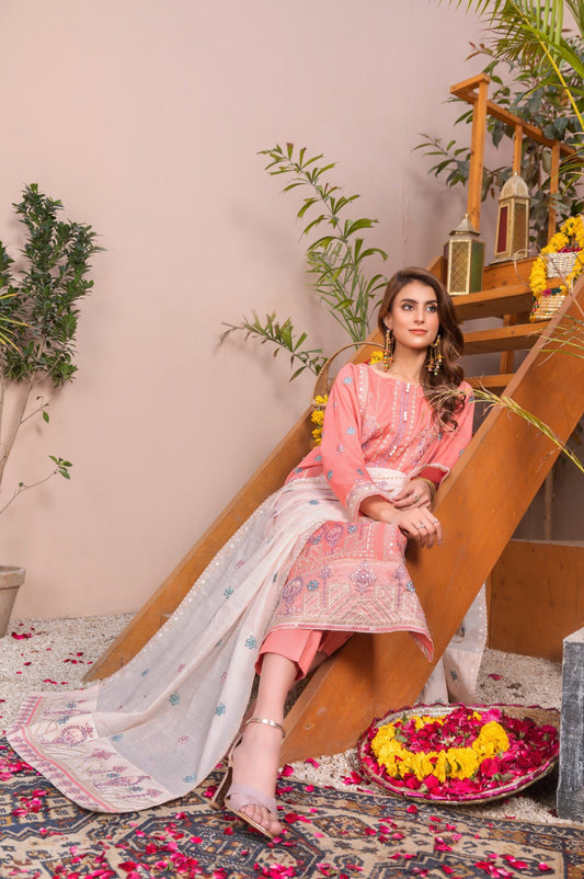 Gulbano Rose | Lawn - Embroidered