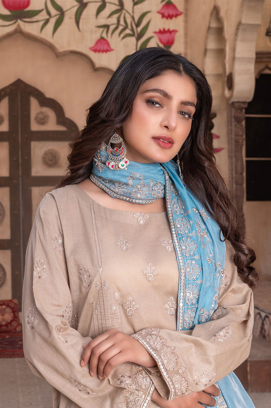Zarmina Beige | Lawn - Embroidered