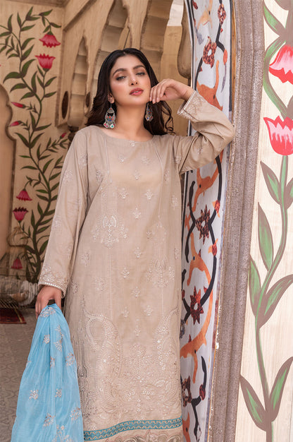 Zarmina Beige | Lawn - Embroidered