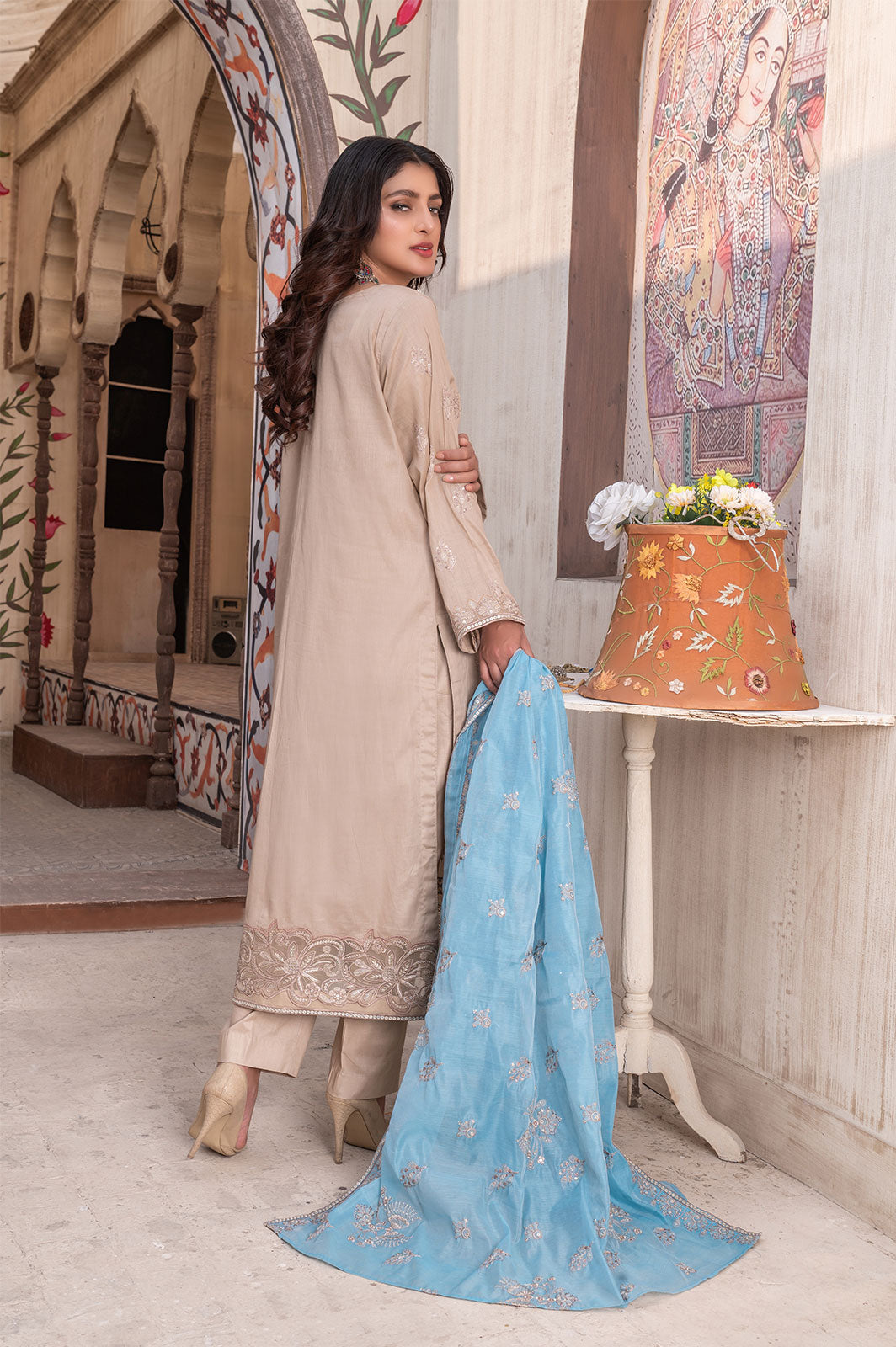 Zarmina Beige | Lawn - Embroidered