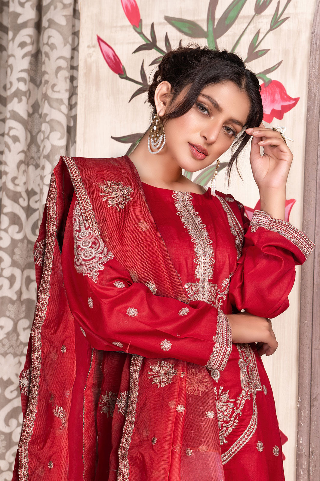 Anarkali Surkh | Lawn - Embroidered