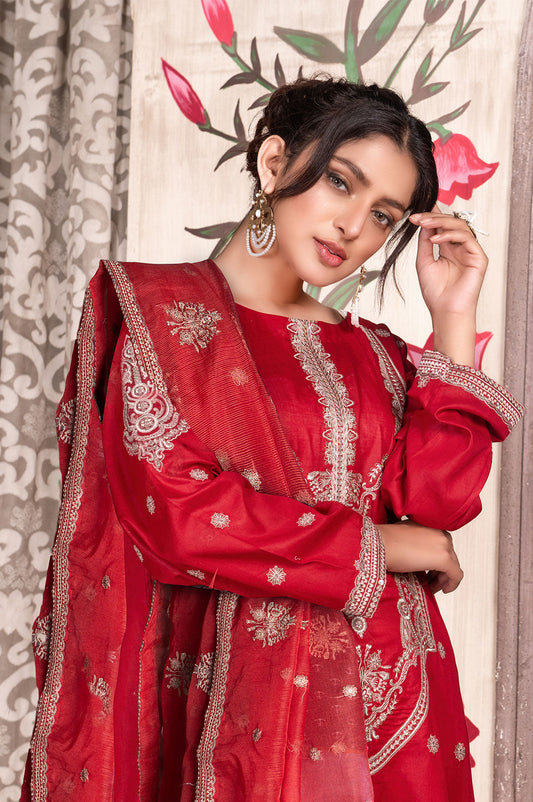 Anarkali Surkh | Lawn - Embroidered